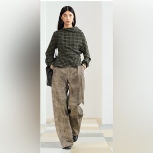 ZARA BAGGY WASHED LEATHER PANT SZ XS